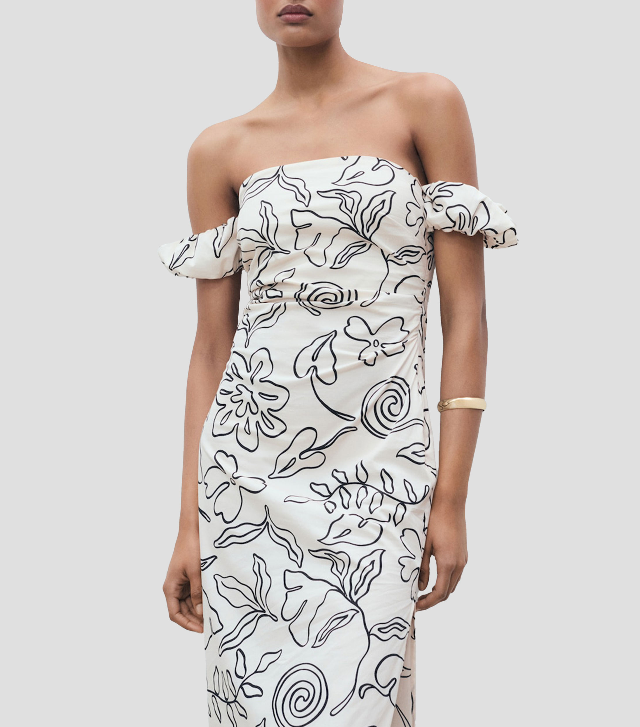 Vestido midi con estampado floral Mujer